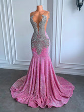 Pink Sparkly Glamorous Mermaid Formal Prom Evening Dress AL3023